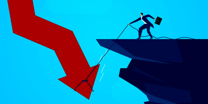 To rescue, the businessman uses a rope sleeve to take the falling arrow
